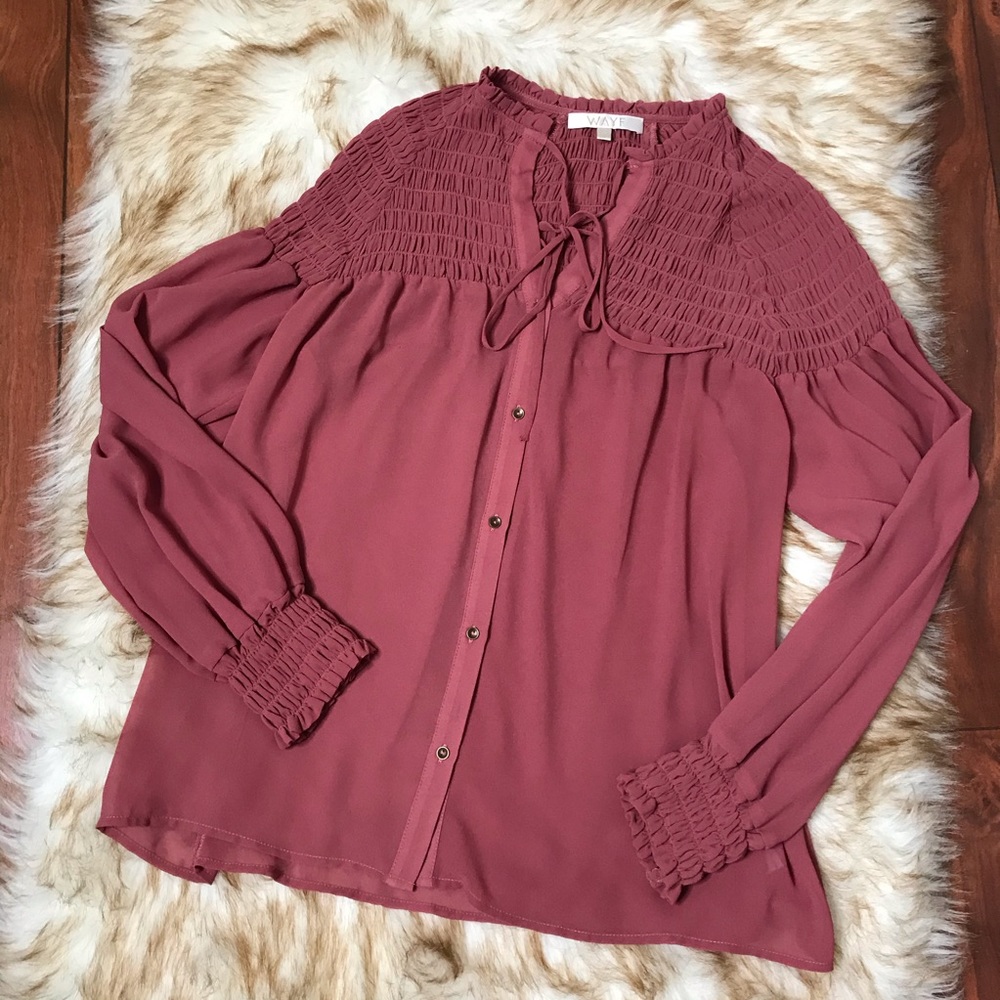 WAYF smocked button down - Picture 3 of 6